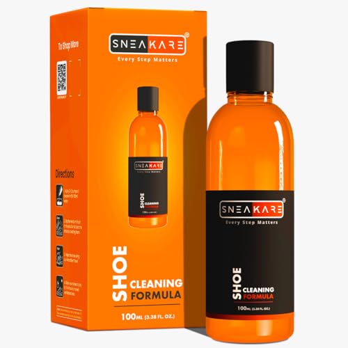 SNEAKARE Shoe Cleaning Formula 100ml - Shoes Cleaner for Leather, Canvas, Mesh, Sneakers - Peach Fragrance Formula for Deep Shoe Cleaning -Travel Friendly Dirty Shoes Cleaner - Image 1