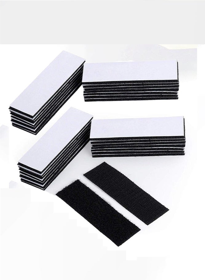 30x100mm 24 Pairs(48 Pieces) Industrial Strength Sticky Pads, Hook and Loop Tape Strips, With Adhesive Sticky Back Fastener, Extra Strong Hook and Loop Tape, Heavy Duty Double Side Mounting Tape Industrial Strength Interlocking Tape for Home School Office, Double Sided and Removable for Walls, Floor, Plastics, Glasses, Metals (Black) - Image 1