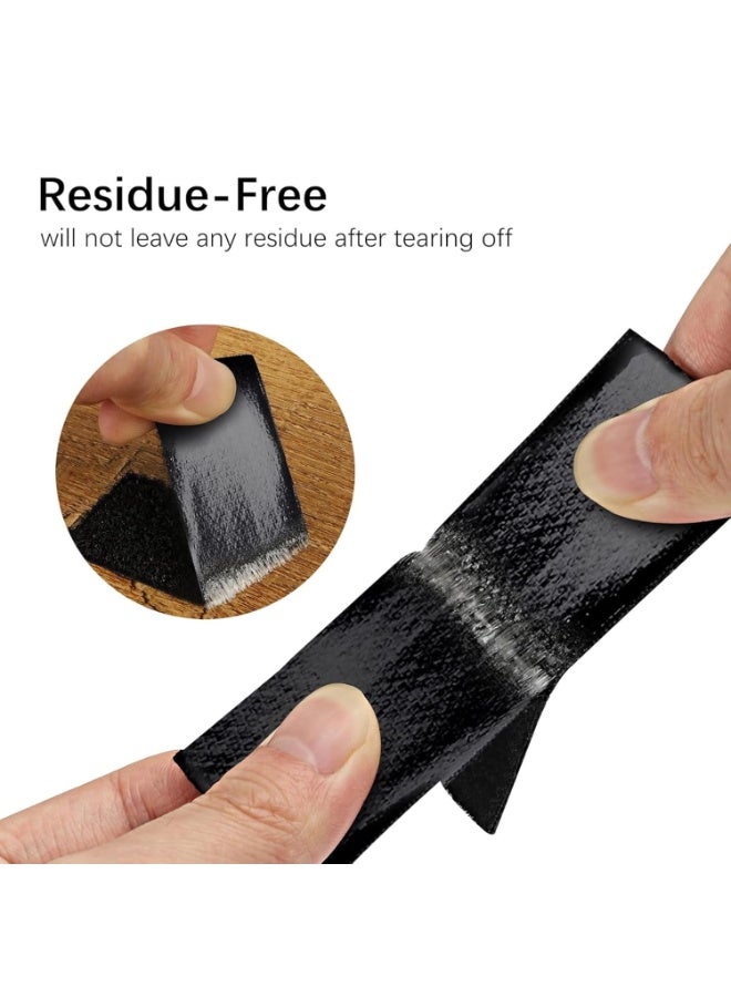 30x100mm 24 Pairs(48 Pieces) Industrial Strength Sticky Pads, Hook and Loop Tape Strips, With Adhesive Sticky Back Fastener, Extra Strong Hook and Loop Tape, Heavy Duty Double Side Mounting Tape Industrial Strength Interlocking Tape for Home School Office, Double Sided and Removable for Walls, Floor, Plastics, Glasses, Metals (Black) - Image 4