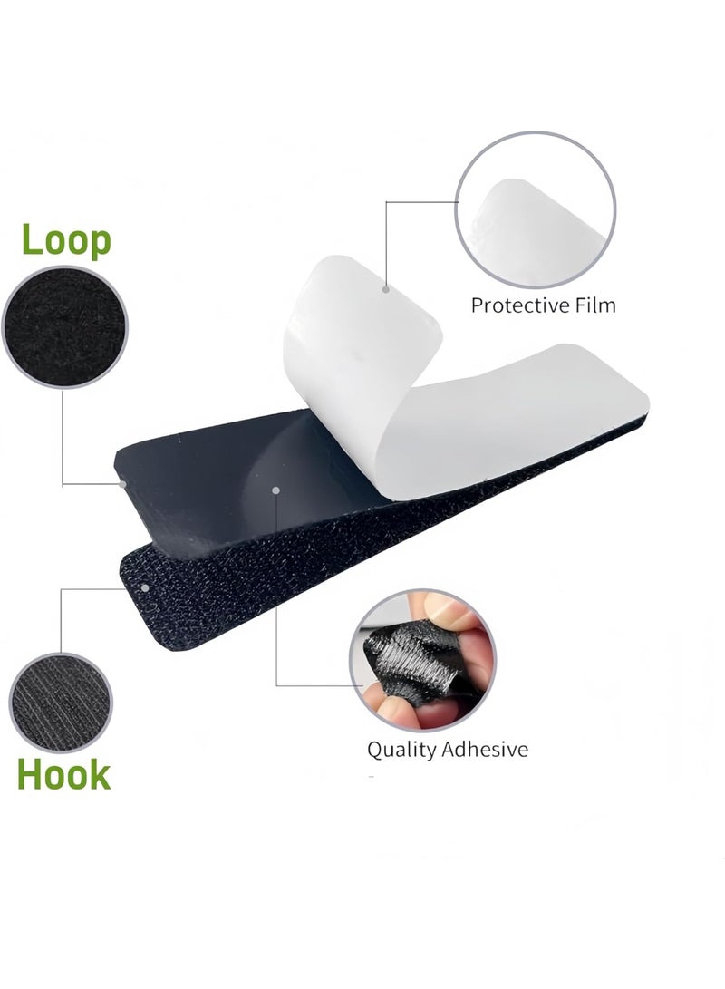 30x100mm 24 Pairs(48 Pieces) Industrial Strength Sticky Pads, Hook and Loop Tape Strips, With Adhesive Sticky Back Fastener, Extra Strong Hook and Loop Tape, Heavy Duty Double Side Mounting Tape Industrial Strength Interlocking Tape for Home School Office, Double Sided and Removable for Walls, Floor, Plastics, Glasses, Metals (Black) - Image 2