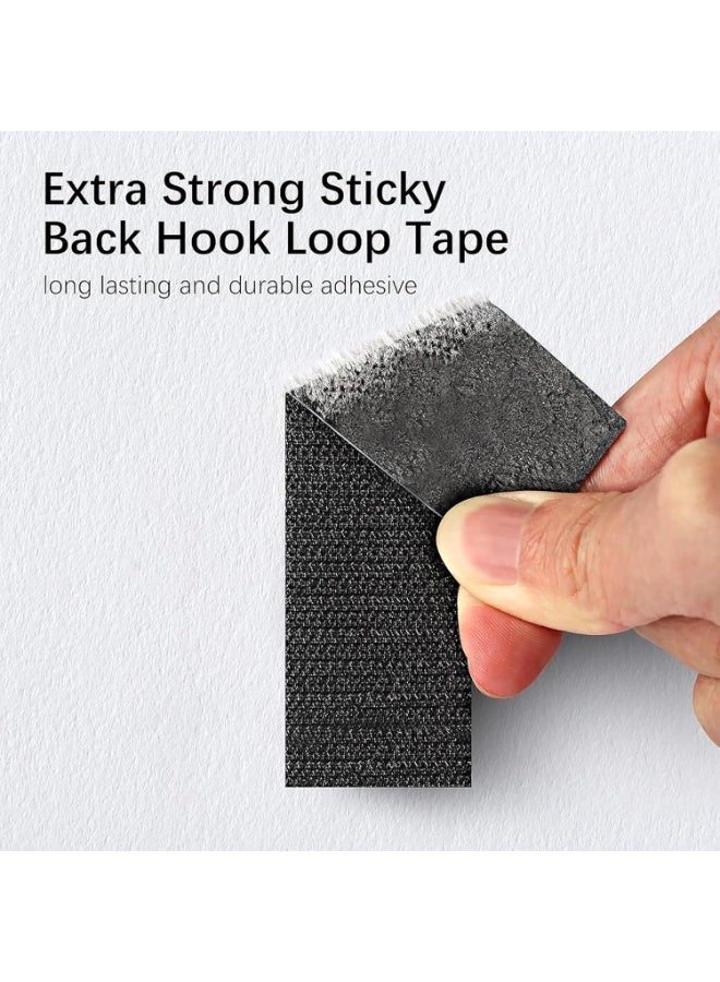 30x100mm 24 Pairs(48 Pieces) Industrial Strength Sticky Pads, Hook and Loop Tape Strips, With Adhesive Sticky Back Fastener, Extra Strong Hook and Loop Tape, Heavy Duty Double Side Mounting Tape Industrial Strength Interlocking Tape for Home School Office, Double Sided and Removable for Walls, Floor, Plastics, Glasses, Metals (Black) - Image 3