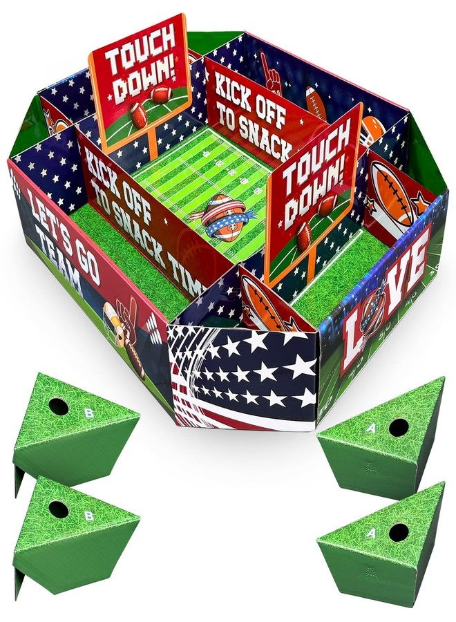 Presentastic Game Day Football Stadium Snack Tray - 3D Football Field Platter with 4-Grid Dividers & Corner Sauce Holders, Large Disposable Food Server for Tailgating & Party Decorations - Image 1