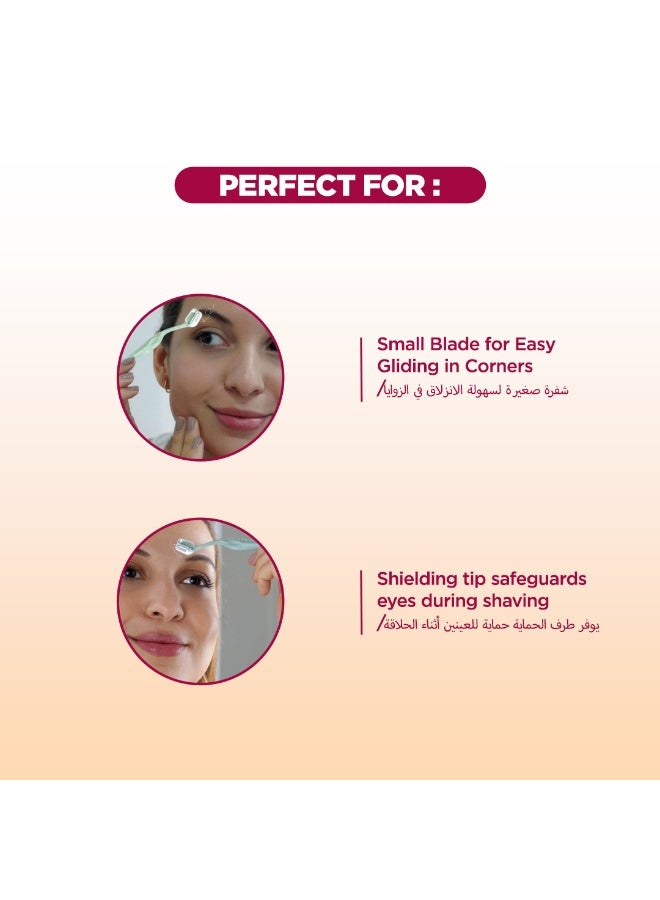 Floren Dermaplaning Tool |Eyebrow Shaper - Pack of 3 | Painless Shaving Razor | SS German Blade | Targeted Corner Hair | upper lips, chin | Smooth and fuzz free - Image 5
