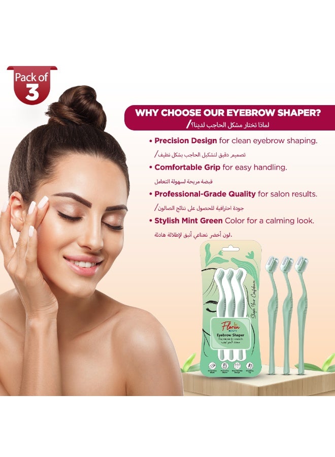 Floren Dermaplaning Tool |Eyebrow Shaper - Pack of 3 | Painless Shaving Razor | SS German Blade | Targeted Corner Hair | upper lips, chin | Smooth and fuzz free - Image 4