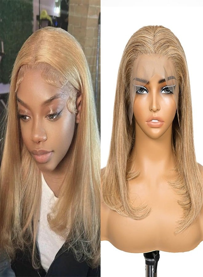 SUPERNOVA #27 Honey Blonde Short Bob Wig Human Hair Straight 13 * 4 Hd Lace Front Wigs For Black Women Pre Plucked Pre Cut Human Hair Bob Wig With Baby Hair 180 Density 14 Inch - Image 1