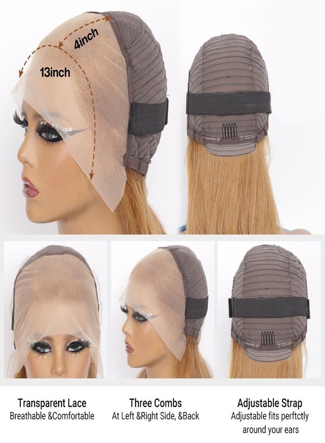 SUPERNOVA #27 Honey Blonde Short Bob Wig Human Hair Straight 13 * 4 Hd Lace Front Wigs For Black Women Pre Plucked Pre Cut Human Hair Bob Wig With Baby Hair 180 Density 14 Inch - Image 3