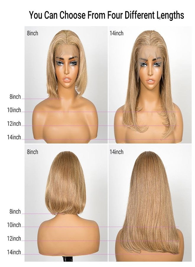SUPERNOVA #27 Honey Blonde Short Bob Wig Human Hair Straight 13 * 4 Hd Lace Front Wigs For Black Women Pre Plucked Pre Cut Human Hair Bob Wig With Baby Hair 180 Density 14 Inch - Image 2