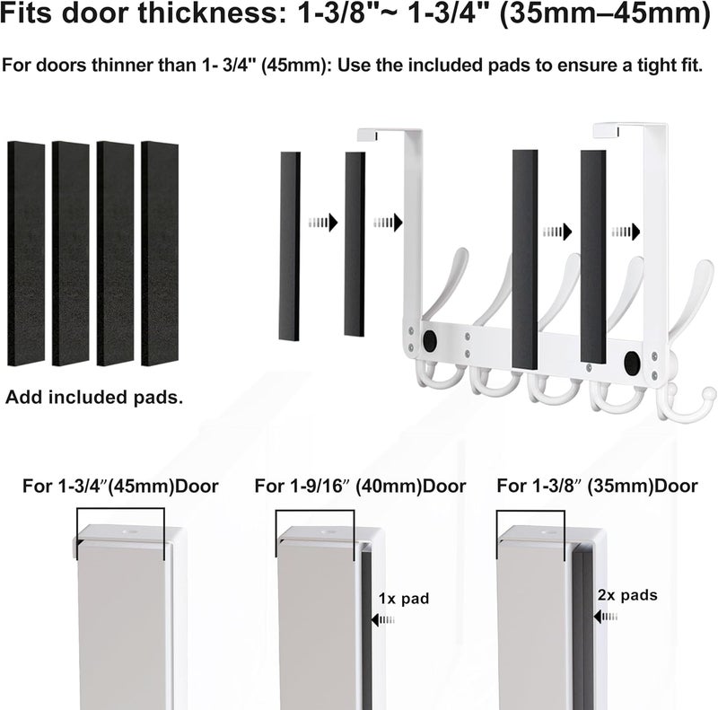 Dseap Over the Door Hook Hanger - 5 Tri Hooks, Heavy Duty Over the Door Towel Rack Coat Rack for Clothes Hat Towel,Chromed - Image 4