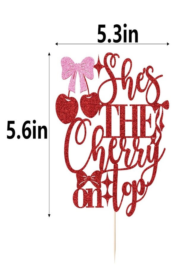 Bekaterea She's the Cherry on Top Bridal Shower cake topper, Cherry Theme Bachelorette Party Decorations Cherries Birthday Party Banner Red Fruit Engagement Party Decor for Bridal Shower Bachelorette Birthday - Image 2