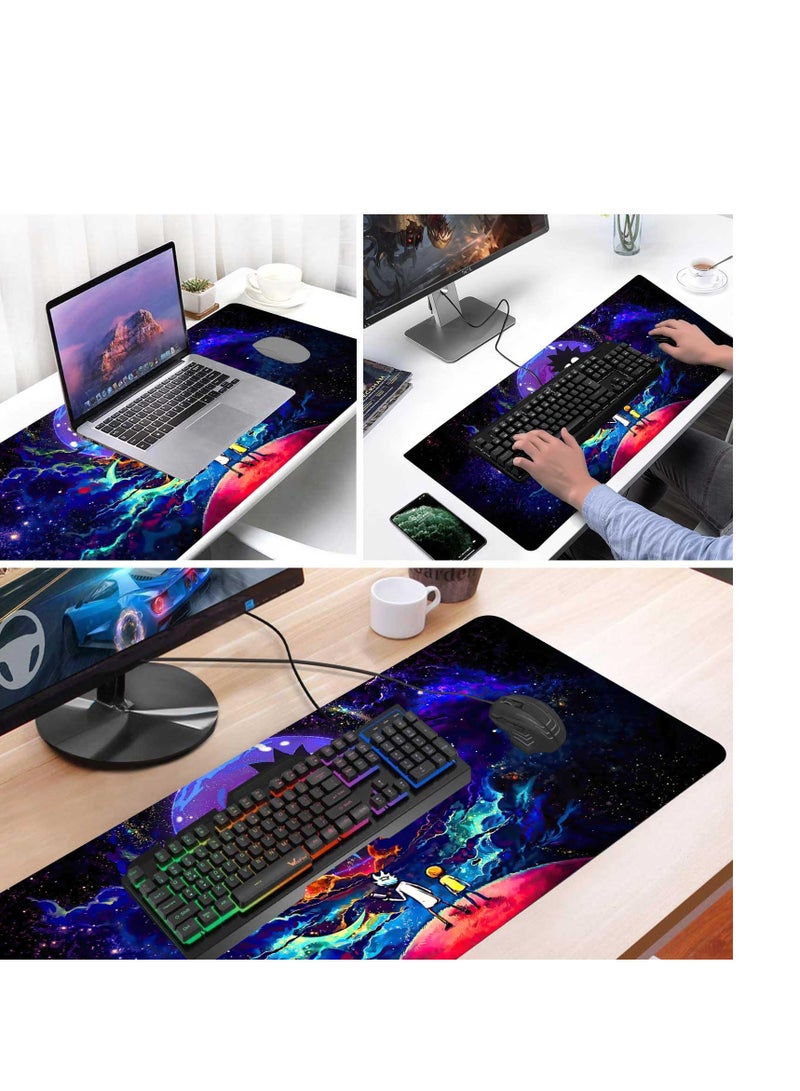 SOLARAE Large Gaming Mouse Pad, Extra Large Anime Mouse Pad, Non-Slip Rubber Base and Stitched Edges Desk Pad, Smooth Surface Mouse Mat for Computer Home Office Work and Study 31.5"x15.7" - Image 4