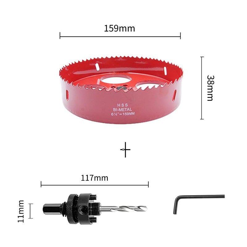 Laiwei 159mm Hole Saw, Heavy Duty Mandrel Hole Cutter for Drilling Wood, Aluminum Profile, PVC and Other Materials(6-1/4") - Image 2