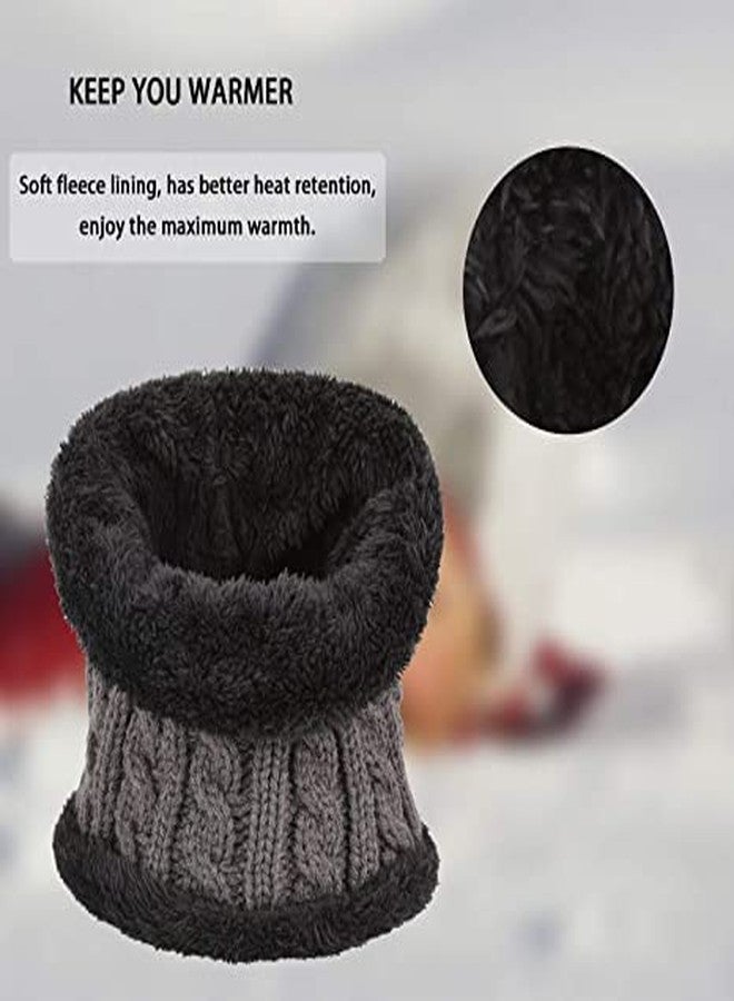 CHACKO Standard 2Pcs Kids Girl's Winter Warm Knitted Cap with Fleece Scarf Set|Neckwarmer|Fleece Lining Cap with Neckwarmer (Free size_Grey) - Image 2