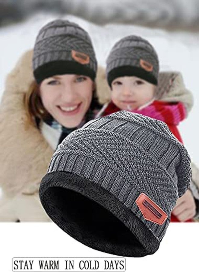 CHACKO Standard 2Pcs Kids Girl's Winter Warm Knitted Cap with Fleece Scarf Set|Neckwarmer|Fleece Lining Cap with Neckwarmer (Free size_Grey) - Image 5