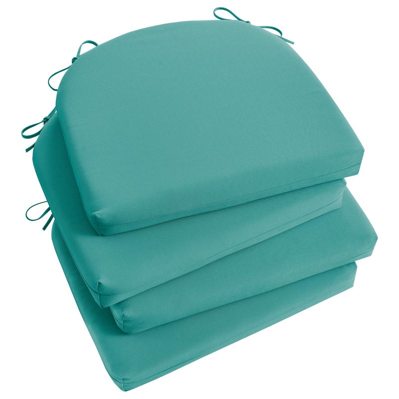 Basic Beyond Outdoor Chair Cushions Set of 4 Outdoor Cushions for Patio Furniture Water Resistant Patio Chair Cushions with 2 Ties 17x16x2 Teal