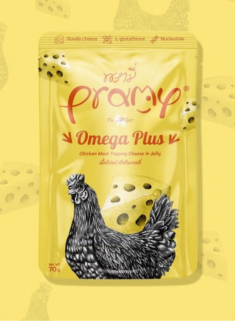 Pramy Cat Wet Food With Chicken And Cheese Flavor For All Life Stages- 6x70g - Enriched with Omega 3, 6 & 9 for Skin & Coat Health – High-Protein, Nutritious Wet Cat Food - Image 2