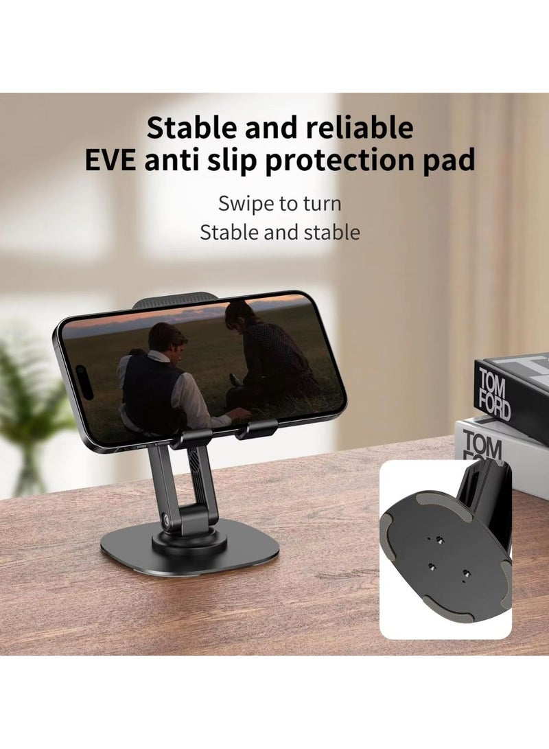 Metal Foldable Rotatable Phone Stand with 360° Swivel Base – Adjustable Height Metal Desktop Holder for Smartphones and Tablets - Image 5