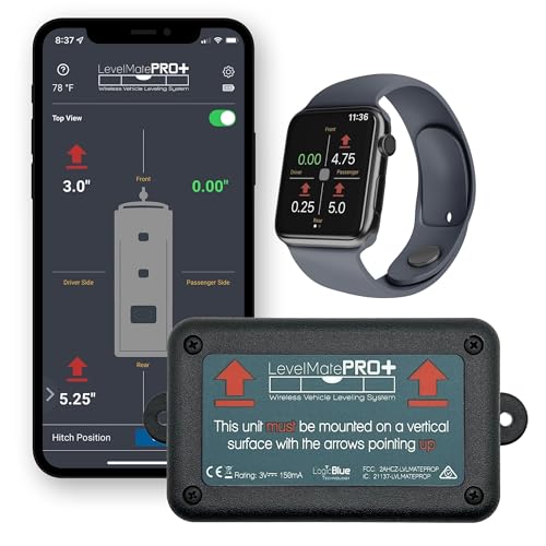 LogicBlue Technology نظام تسوية RV LevelMatePRO+ اللاسلكي من LogicBlue Technology، مستوى بلوتوث للمخيمات، ملحق ضروري لمقطورات السفر، إعداد سهل للهواتف مع التطبيق، متوافق مع ساعة آبل - Image 1
