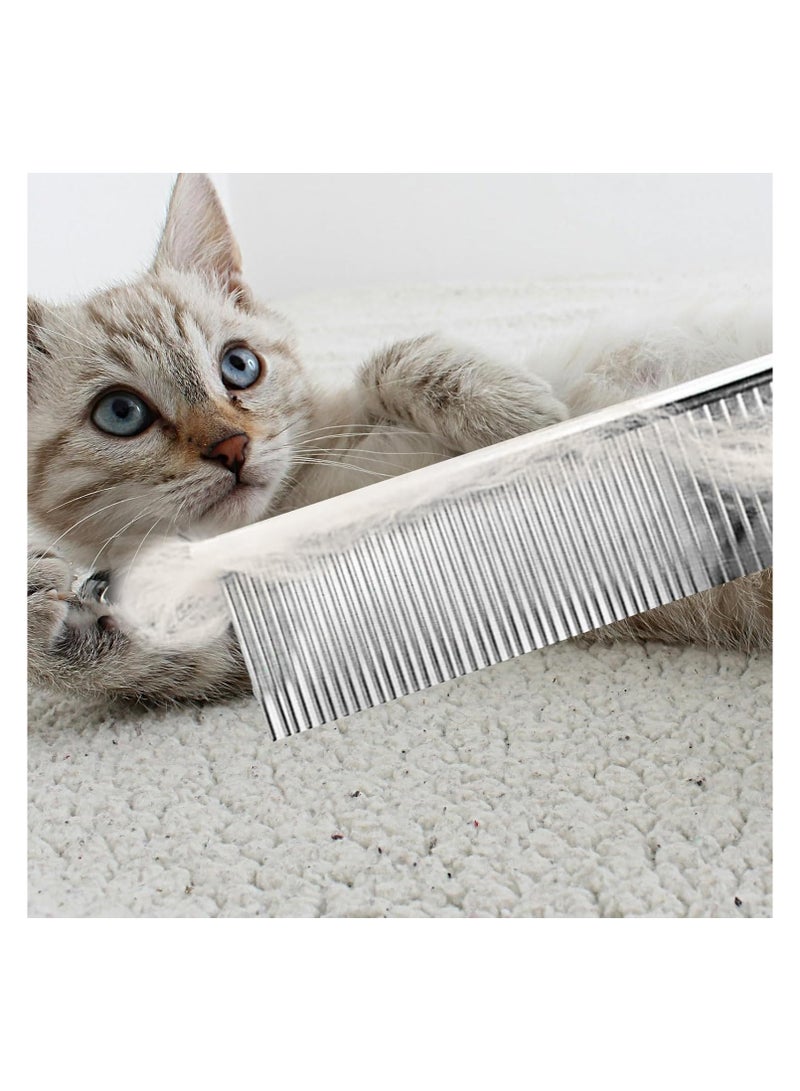 2PCS Dog and Cat Brush, Stainless Steel Dog Grooming Comb Kit, Detangler Deshedding Brush for Long Haired Dogs＆Cats, Dog Tangles Metal Comb＆Knots Hair Remover for Dog＆Cat Undercoat 6.4" 7.5 - Image 3