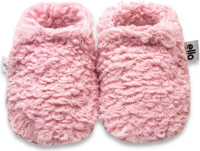 Ella Bonna Tedy Baby Slippers Home Booties, Non-Slip Sole, Organic Cotton Lining, Home Nursery Shoes Pink