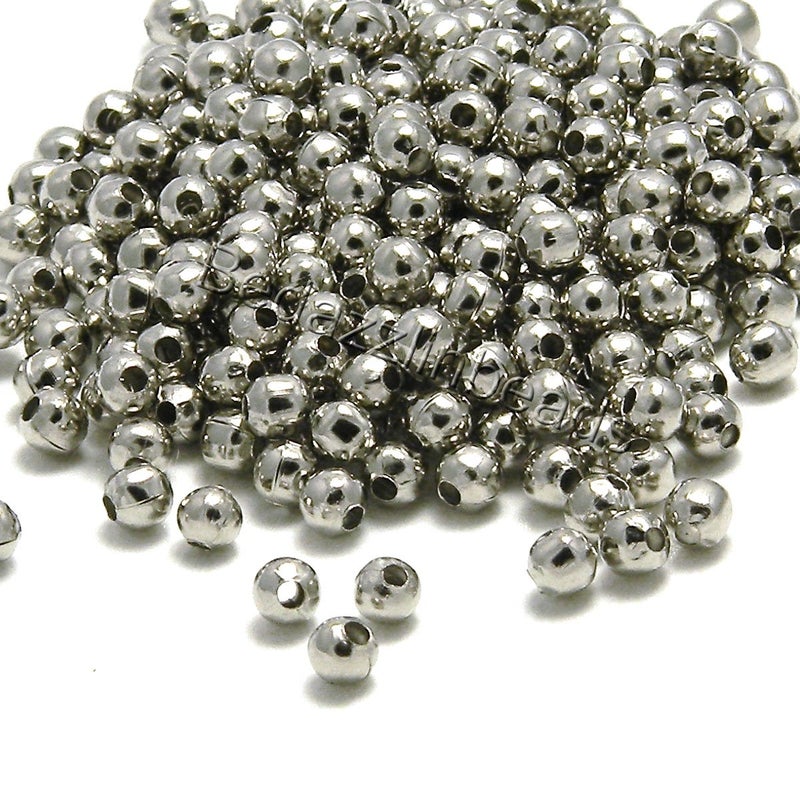 500 Platinum Silver Plated Iron Metal 4mm Round Small Little Spacer Ball Beads