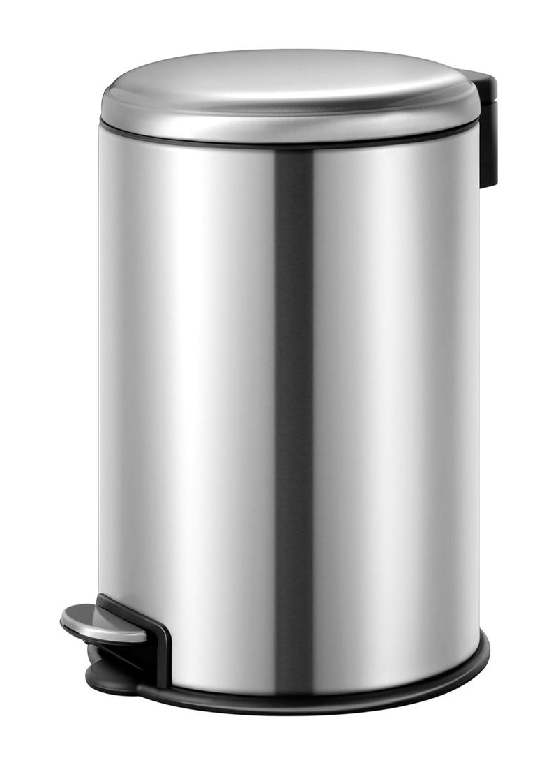 EKO - EKO 12L Pedal Bin Serene - Silver | Compact Step Round Bin with Soft-Close Lid | Fingerprint-Resistant Finish | Removable Inner Liner | Bag Stabilizer - Image 1