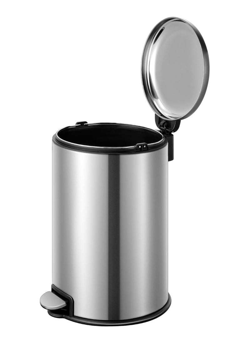 EKO - EKO 12L Pedal Bin Serene - Silver | Compact Step Round Bin with Soft-Close Lid | Fingerprint-Resistant Finish | Removable Inner Liner | Bag Stabilizer - Image 1