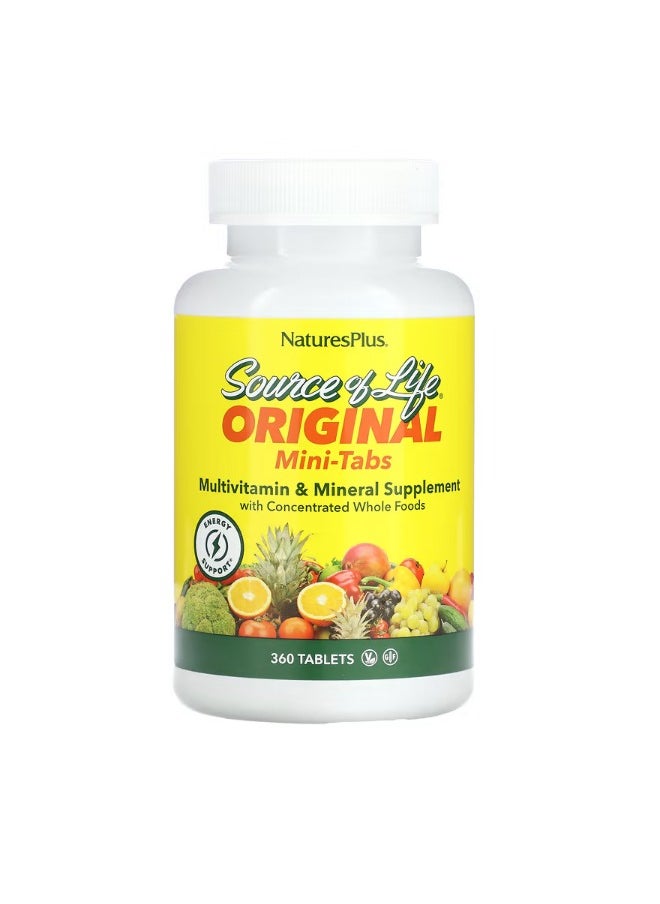 NaturesPlus Source of Life Original MiniTabs Multivitamin  Mineral Supplement 360 Tablets  - Image 1