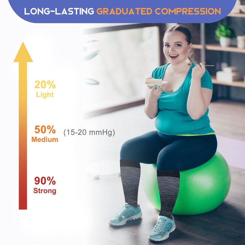 LEVSOX Wide Calf Compression Socks for Women Men Plus Size 15-20 mmHg Extra Large Knee High Support Sock for Nurses Pregnant Travel - Image 4
