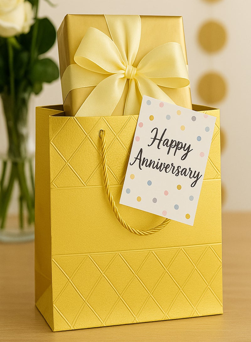 Toshionics 12PCS Luxury Metallic Gift Bags – Premium Quilted Diamond Embossed Paper Bags with Smooth Center Band, Shiny Rope Handles & Wide Gusset | 30×12×40CM | MI-80254 - Image 5