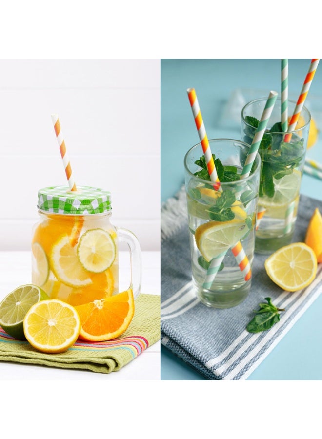 ChicAbode 50 Pcs Orange Striped Paper Straws Disposable Drinking Straws Orange Fruit Straws for Fall Leaf Autumn Wedding Baby Shower Decorations Birthday Party Supplies, 0.24 X 7.76 Inches - Image 5