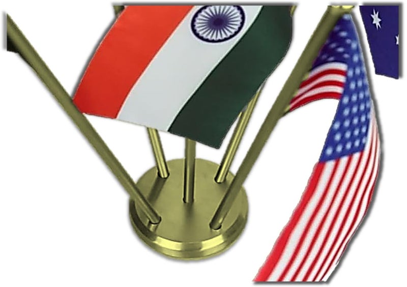 Uniq Customizable Group of 5 Table Flags with Pure Brass Base and pure brass Poles, 6x9 Inch Cotton Flags, Durable & Washable, Ideal for Home, Office, and Events - Image 2