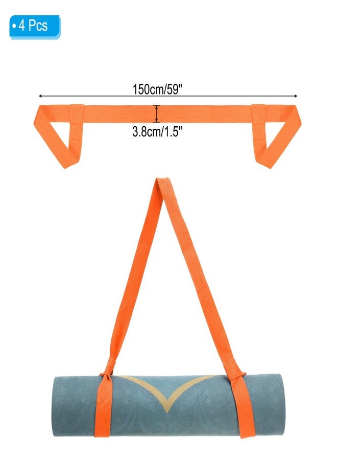 PATIKIL Yoga Mat Strap, 4 Pack Adjustable Yoga Mat Carrier Straps Sling Cotton Anti Slip Mat Holder Stretching Band for Exercise, Orange - Image 2