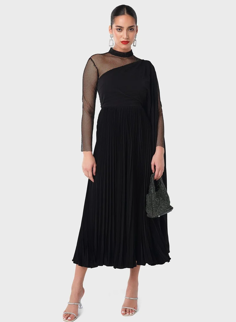 Threadz by Ajooni Pleated One-Shoulder Dress