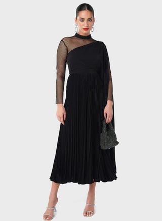 Pleated One-Shoulder Dress