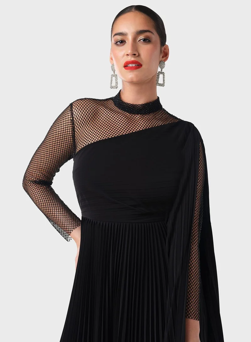 Threadz by Ajooni Pleated One-Shoulder Dress