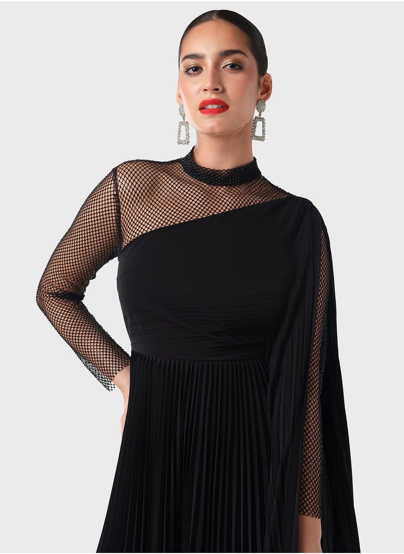 Threadz by Ajooni - One Sided Pleated Cape Dress - Image 1