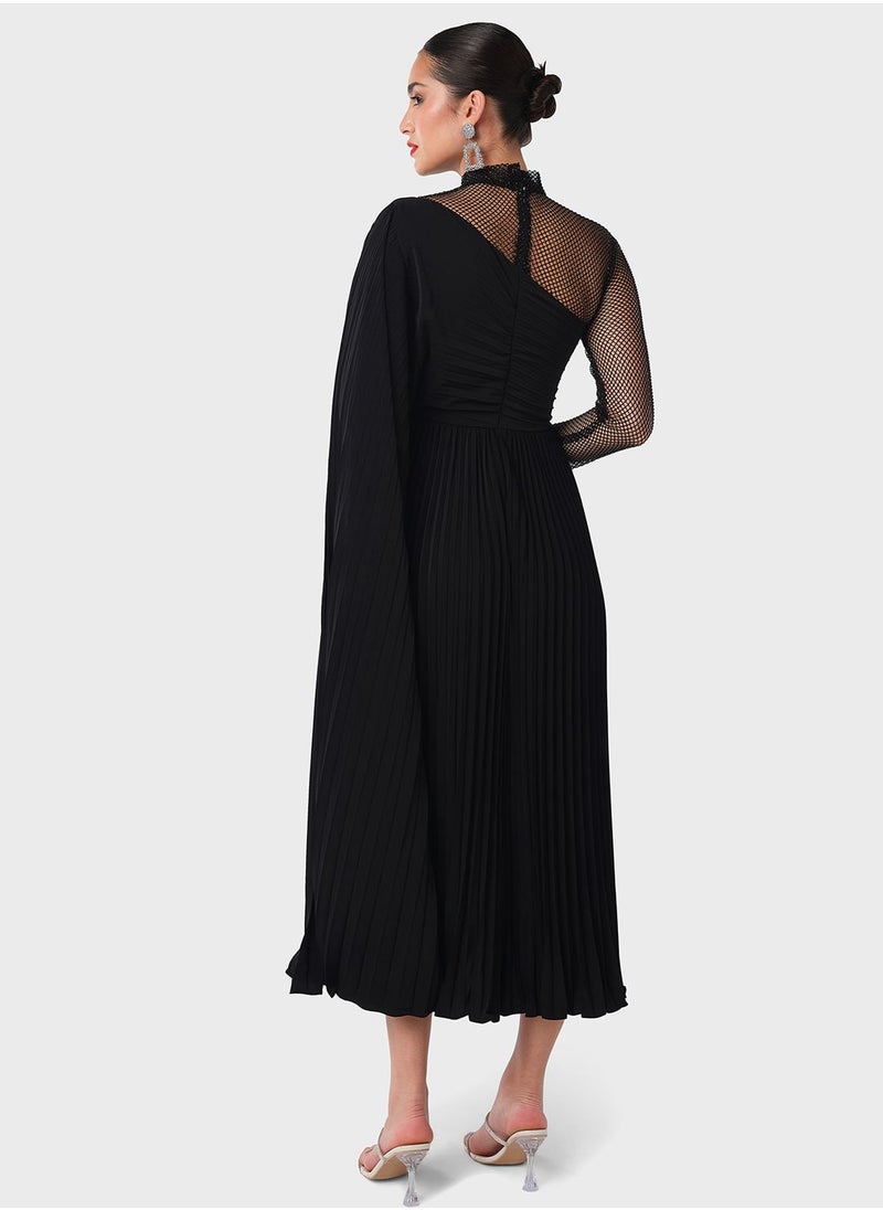 Threadz by Ajooni - One Sided Pleated Cape Dress - Image 1