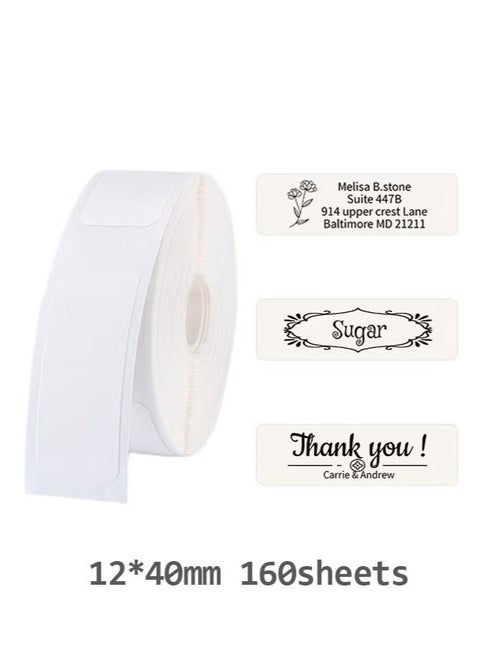 D11/D110/D101 Waterproof Thermal Label Paper for Barcode Printing 12*40mm White