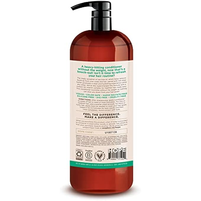Soapbox TEA TREE CONDITIONER, SULFATE FREE, PARABEN FREE, SILICONE FREE, COLOR SAFE, AND VEGAN HAIR CONDITIONER (33.8 OUNCES) - Image 3