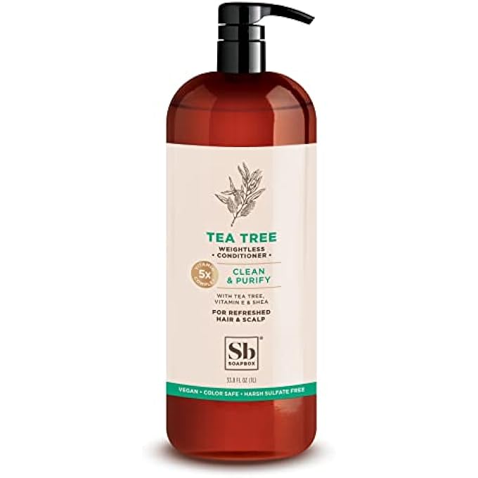 Soapbox TEA TREE CONDITIONER, SULFATE FREE, PARABEN FREE, SILICONE FREE, COLOR SAFE, AND VEGAN HAIR CONDITIONER (33.8 OUNCES) - Image 1