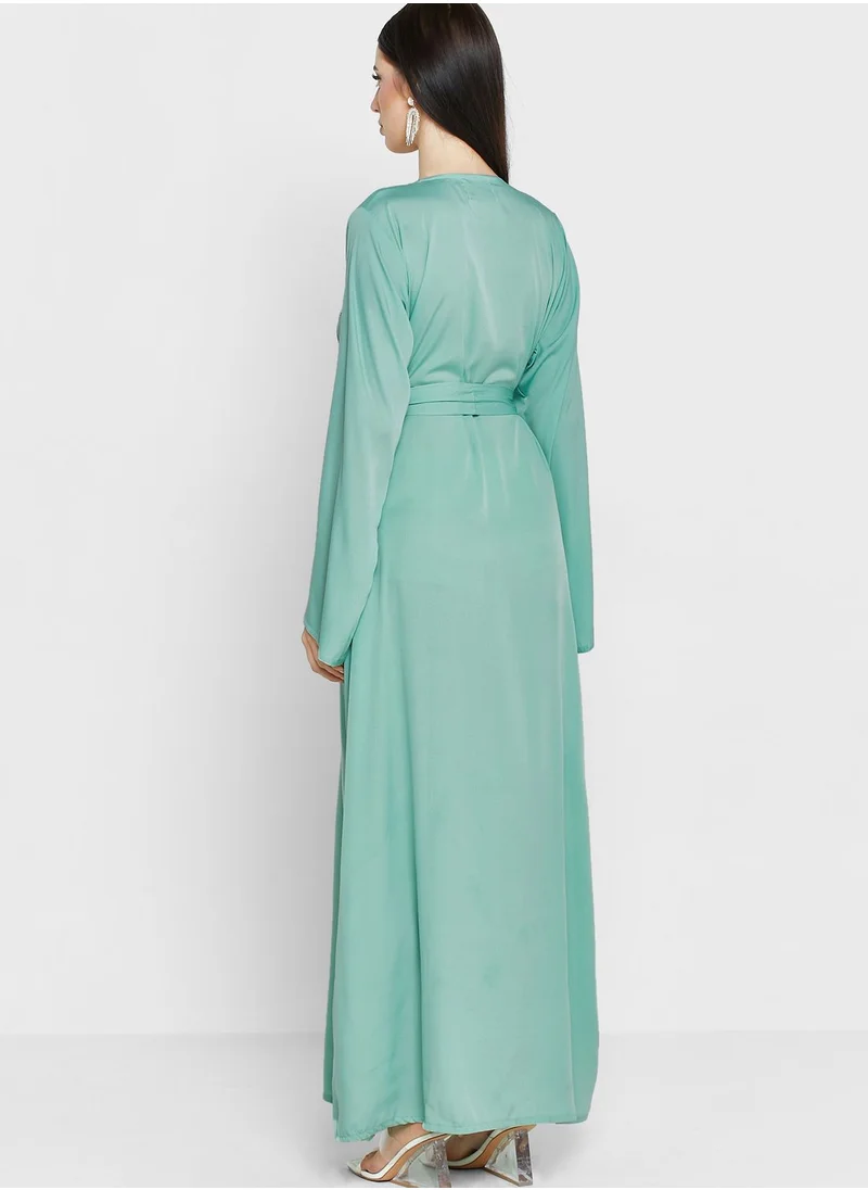 hayas closet Embroidered Belted Jalabiya