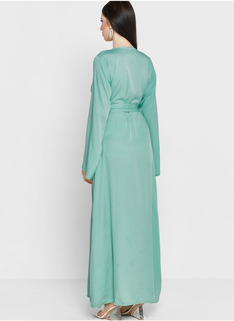 hayas closet - Embroidered Belted Jalabiya - Image 1