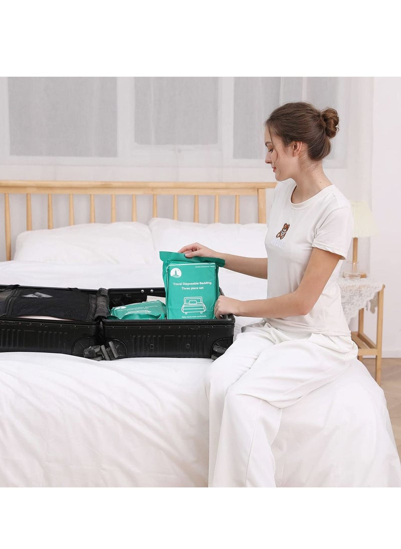 SYOSI - Disposable Bed Sheets Travel Sheets for Hotel Disposable Sheets for Bed Travel Bedding Cover Portable Sheet with 1Quilt Cover, 1 Sheet and 2 Pillowcase for Travel Business Trip Spa Hotel(4PCS a Set ) - Image 1
