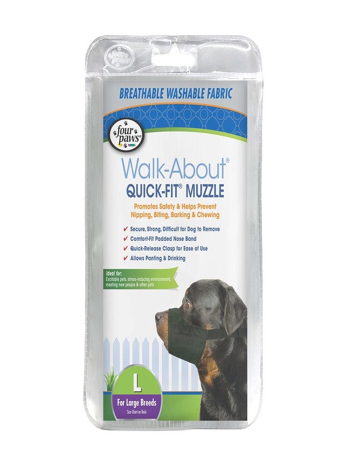 Four Paws Walk-About Quick-Fit Adjustable Dog Muzzle for Large Dogs, Washable & Breathable, Black, 1 Count - Image 1