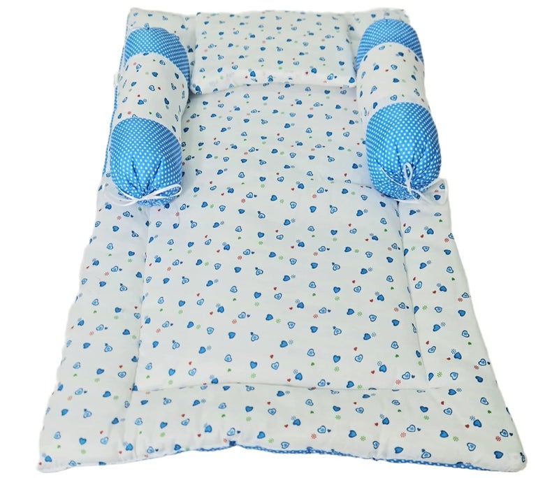BRANDONN Baby Bedding Gift Pack Combo of Bed with 3 Pillow Set and Sleeping Bag Carry Bag Combo of 2 Sky Blue - Image 4