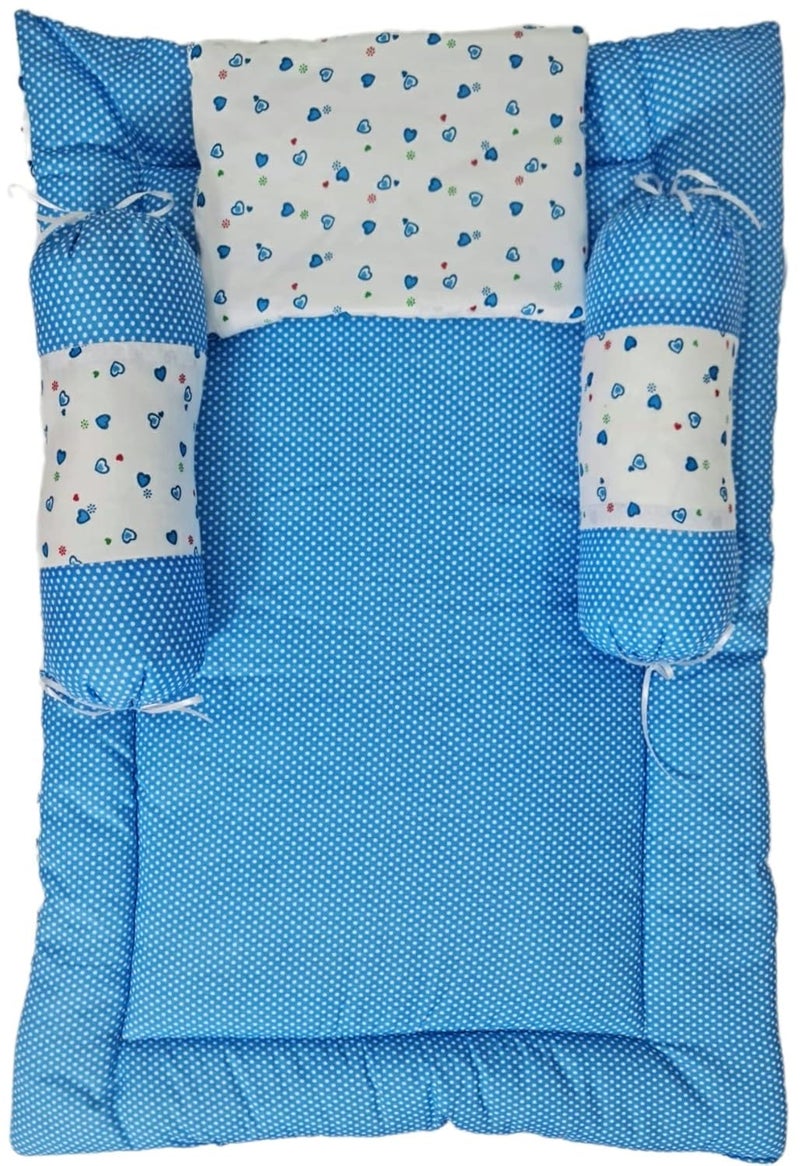 BRANDONN Baby Bedding Gift Pack Combo of Bed with 3 Pillow Set and Sleeping Bag Carry Bag Combo of 2 Sky Blue - Image 5