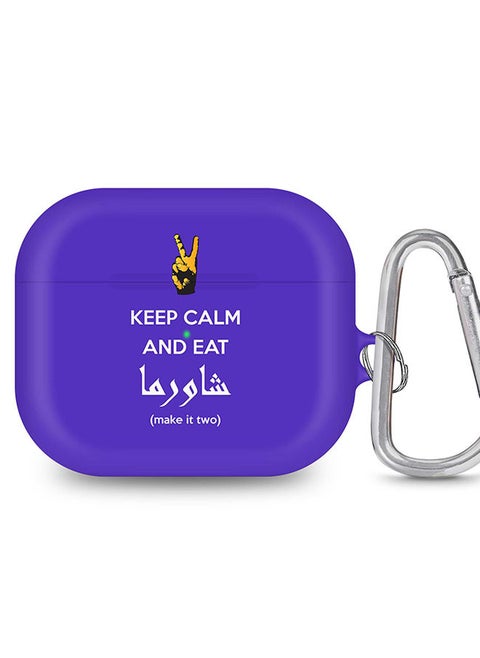 StylePods Case for Airpods 3rd Gen Case With Anti-Lost Keychain - Keep Calm And Eat Shawarma (Blue)