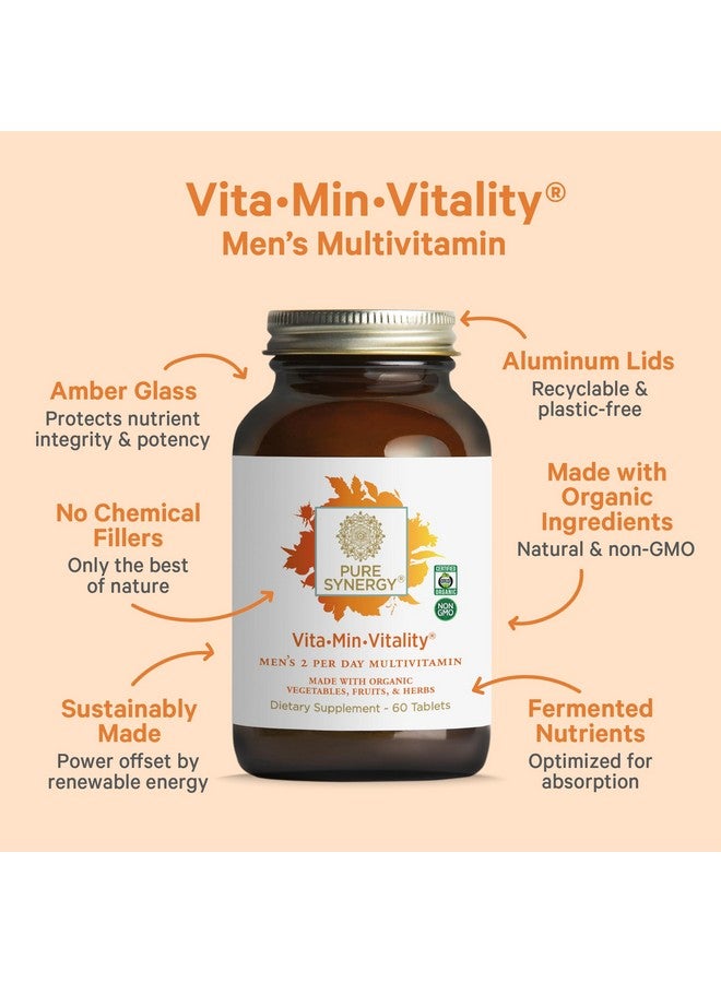 بيور سينرجي فيتا مين فيتاليتي | فيتامينات متعددة طبيعية للرجال | فيتامينات متعددة يومية للرجال مصنوعة من أطعمة عضوية كاملة | للطاقة، والتخلص من التوتر، ودعم المناعة (60 قرصًا) - Image 2