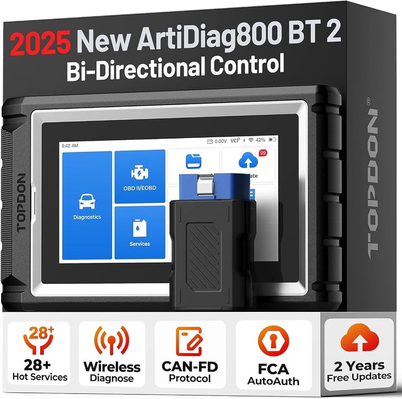 توب دون أداة تشخيص السيارات TOPDON AD800BT 2.0، ثنائية الاتجاه، تدعم فحص جميع أنظمة السيارة. - Image 1