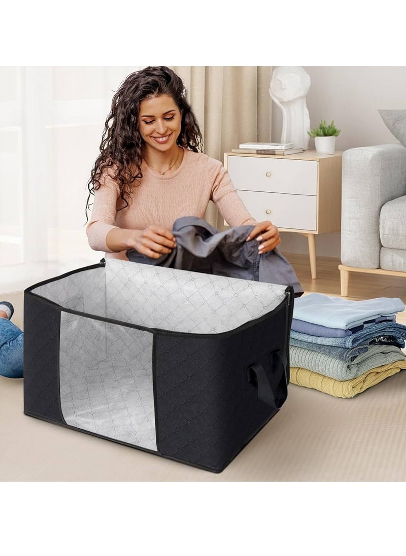 eBasket (3 pieces) Storage bag for organizing and storing clothes, blankets, and all furnishings (black color) made of capitone  - Image 3
